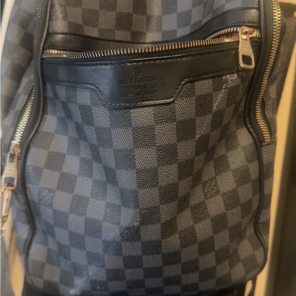 Louis Vuitton Black and Gray Checkered Backpack